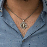 Silver Compass Unisex Necklace